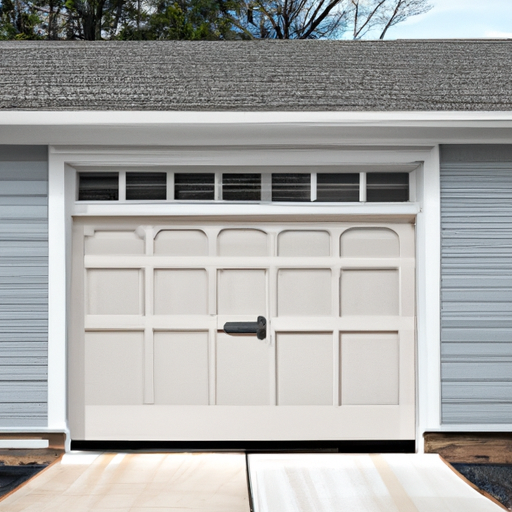 Suburban Morristown home exterior with a visible garage door framed by trim and driveway, daytime.