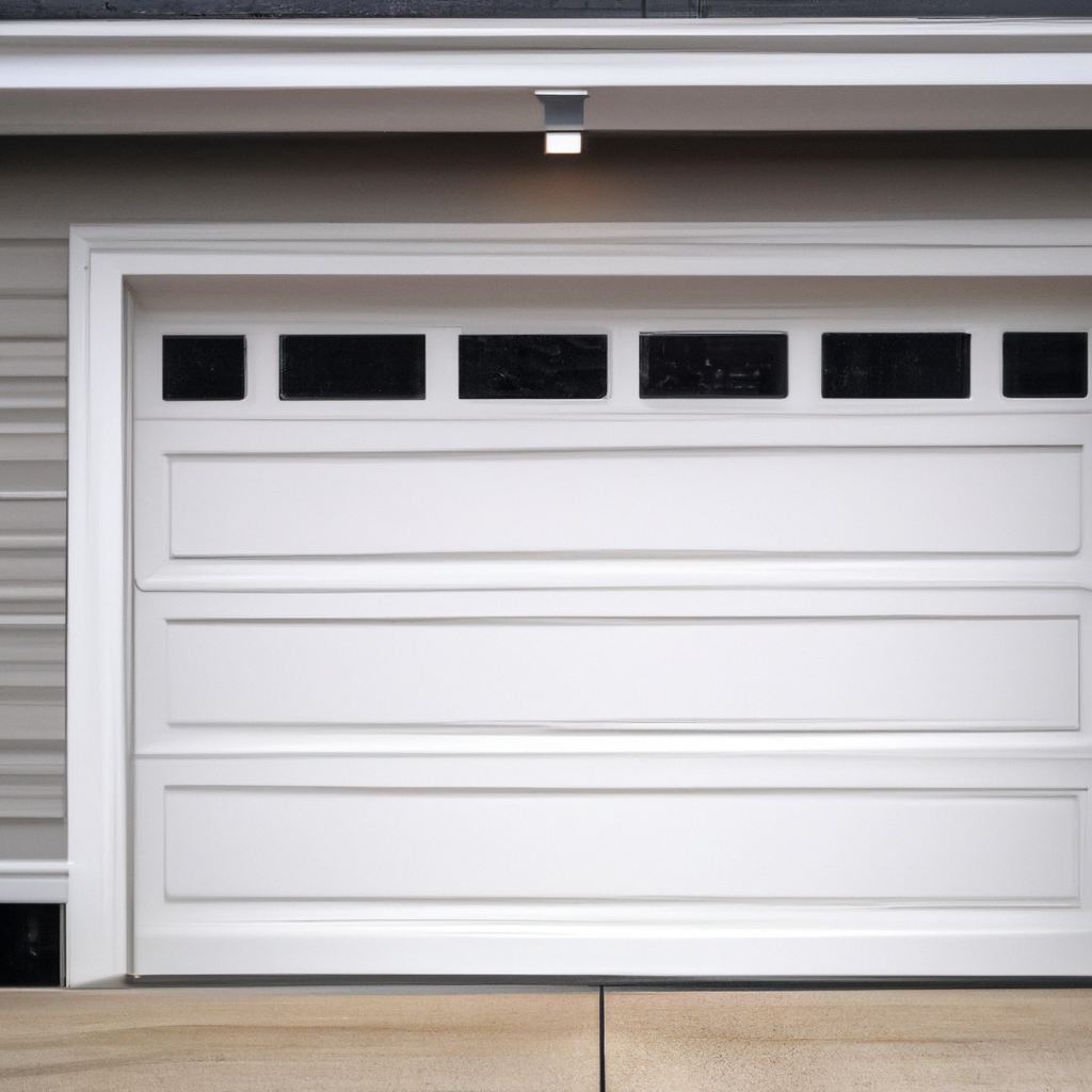 Modern insulated garage door on a suburban home in Morristown, New Jersey