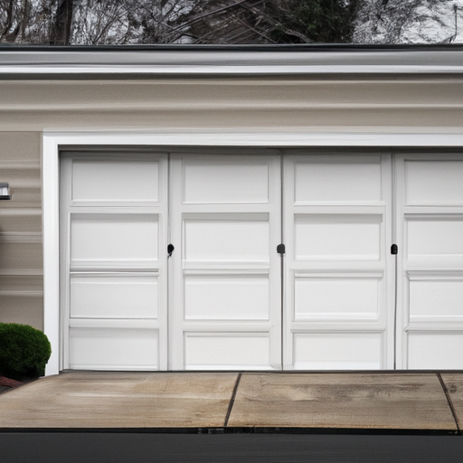 Wide exterior of a residential garage door in Morristown, NJ with driveway and house front, no people.