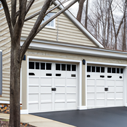Modern sectional garage door in Morristown, NJ with visible tracks and hardware, no people.